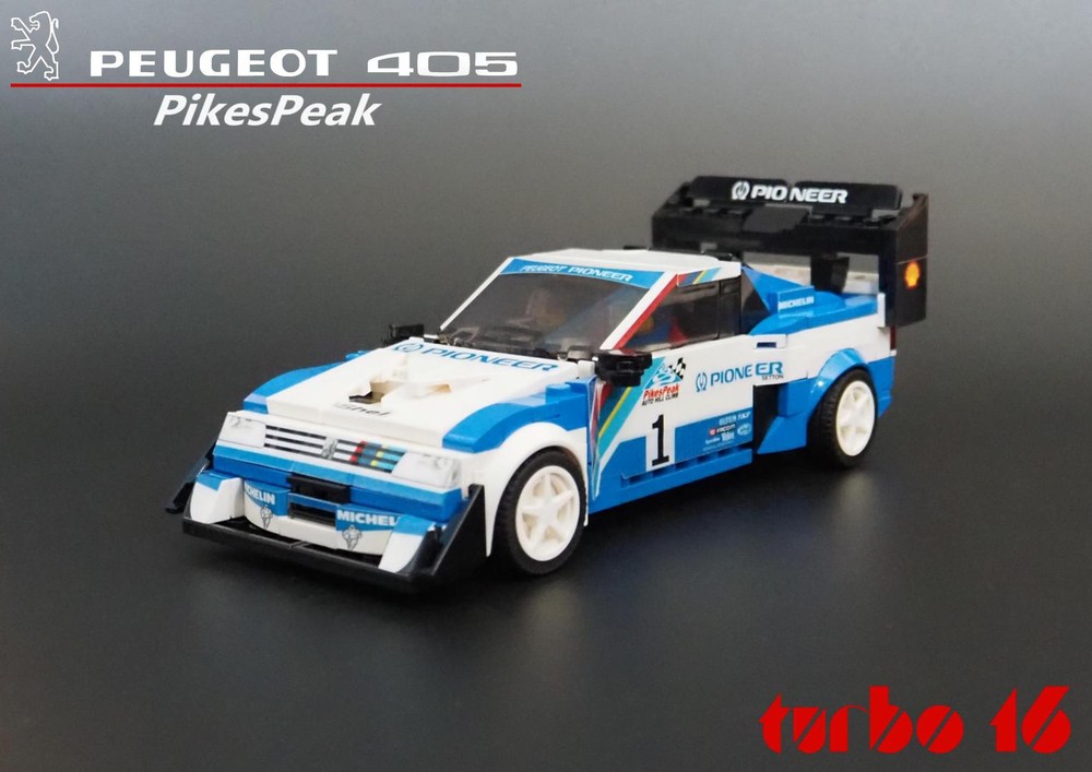 Lego Peugeot 405 Turbo16 Pikes Peak Variant - Speed Champions 8 Studs wide