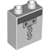 Lego Duplo Brick 1 x 2 x 2 with Drill Print / Very Light Bluish Gray