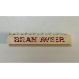 Brick 1 x 8 with 'BRANDWEER' Bold Red Print / White