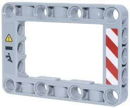 Technic, Liftarm, Modified Frame Thick 5 x 7 Open Center with Red and White Danger Stripes and Black Exclamation Mark in Yellow Danger Triangle Pattern Model Right Side (Stickers) - Set 42146