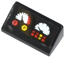 Slope 30 1 x 2 x 2/3 with 2 Gauges, Buttons,  'T' in Red Hexagon and 'P' in Yellow Hexagon Pattern (Sticker) - Set 42024