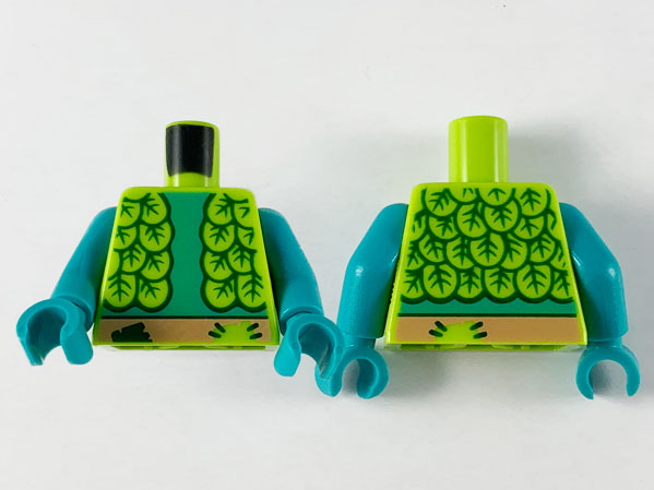 Lego Torso Leaf Vest, Dark Turquoise Chest, Nougat Belt Pattern / Dark Turquoise Arms / Dark Turquoise Hands