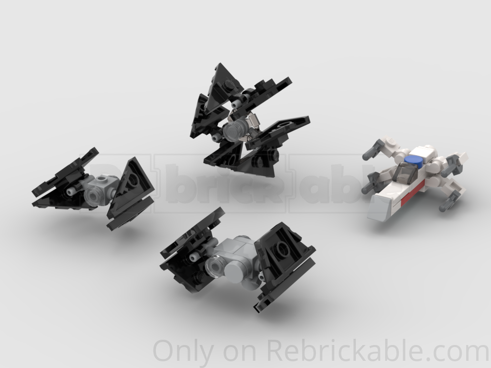 Lego Imperial TIE Bomber, TIE Interceptor, TIE Defender, and Rebel X-Fighter (microsize)