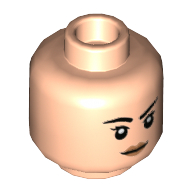 Lego Minifig Head Scarlet Witch, Eyebrows, Eyelashes, Peach Lips, Stern / Angry with Red Eyes print / Light Nougat