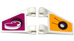 Flag 2 x 2 Trapezoid with Flat Edge with Steak on Magenta Background / Sushi on Bright Light Orange Background Pattern (Stickers) - Set 41118