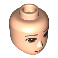 Lego Minidoll Head Male Reddish Brown Eyes print / Light Nougat
