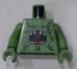 Lego Torso Atlantis Barracuda with Open Mouth and Seaweed Pattern / Sand Green Arms / Sand Green Hands