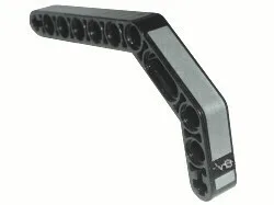 Technic, Liftarm, Modified Bent Thick 1 x 11.5 Double with Silver Stripe and V-8 Pattern (Sticker) - Set 8466