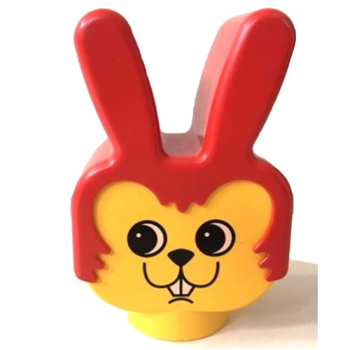 Lego Duplo Animal Head Bunny / Rabbit with Round Eyes and No Whiskers / Yellow