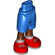 Lego Minidoll Hips and Mid-Length Shorts with Reddish Brown Legs, Red Shoes, Light Bluish Grey Socks, Laces print / Blue