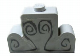 Lego Brick, Modified 1 x 4 x 2 Center Stud Top with Dark Gray Engravings Pattern (Sticker) - Set 4766