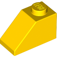 Lego Brick Sloped 45° 2 x 1 with Bottom Pin / Yellow