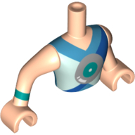 Lego Minidoll Torso Man with Dark Turquoise/Silver Circles, Dark Azure/Light Aqua/Blue Shapes, Dark Turquoise Arm Band / Light Nougat