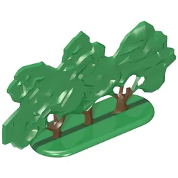 Plant, Tree Flat Bush painted with solid base / Green