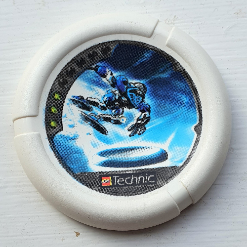 Lego Large Figure Throwing Disk, Ski / Ice, 3 Pips, Ski Throwing Disk Print / White