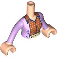 Lego Minidoll Torso Woman with Lavender Jacket, Dark Orange/Orange Diamond Shirt, Bright Light Yellow Belt print, Light Nougat Arms and Hands / Light Nougat