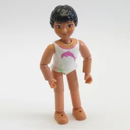 Belville Figure Articulated Elbows, Child, Female, Black Hair, White Swimsuit with Dark Pink Dolphin Print / [No Color/Any Color]
