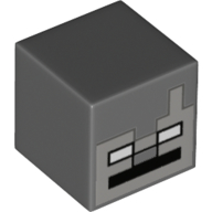 Lego Minifig Head Special, Cube with Stray Face Print / Dark Bluish Gray