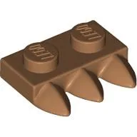Plate Special 1 x 2 with Three Teeth [Tri-Tooth] / Medium Nougat