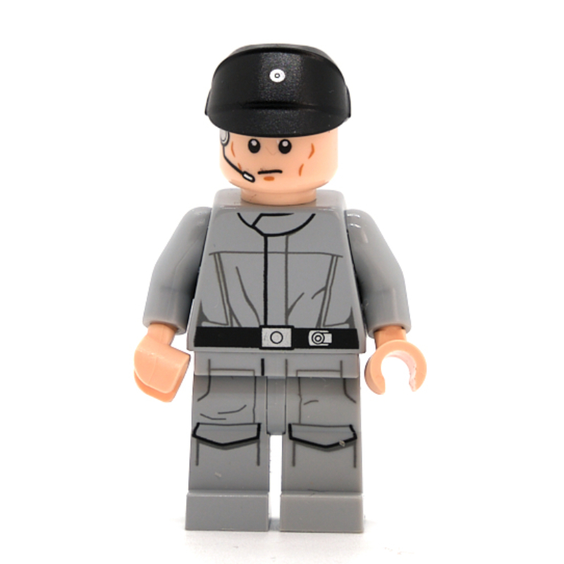 Lego Imperial Crew, Light Bluish Gray Uniform, Black Cap, Closed Mouth