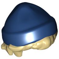 Lego Hair and Hat, Short Hair and Beanie Dark Blue pattern / Tan