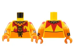 Torso Yellow Vest, Red Fire, Silver Spiked Collar Pattern / Orange Arms with Yellow Short Sleeves, Red Flame, Silver Spike Cuff Pattern / Orange Hands