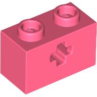 Lego Technic Brick 1 x 2 with Axle Hole Type 1 [+ Opening] and Bottom Pin / Coral