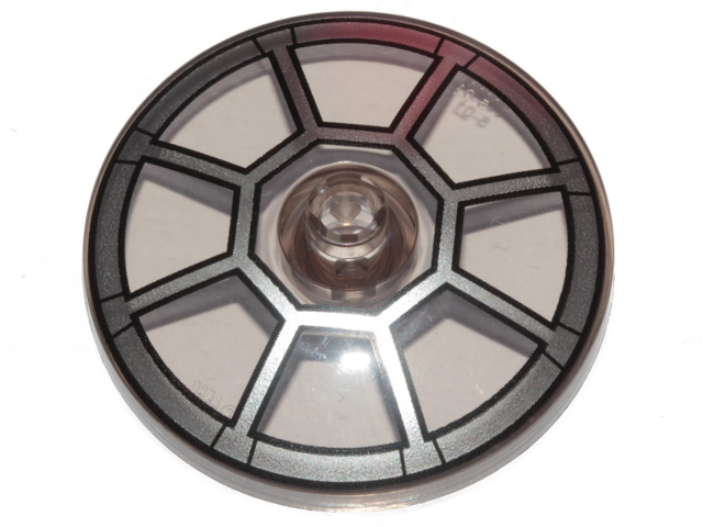 Lego Dish 4 x 4 Inverted (Radar) with Open Stud with Silver Radial TIE Bomber / Fighter Cockpit Pattern / Trans-Brown