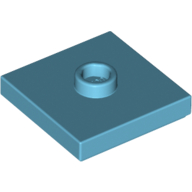 Lego Plate Special 2 x 2 with Groove and Center Stud (Jumper) / Medium Azure