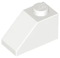 Brick Sloped 45° 2 x 1 with Bottom Pin / White