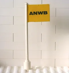 Flag on Flagpole, Straight with 'ANWB' on Yellow Background Pattern (Sticker) - Set 1590-2