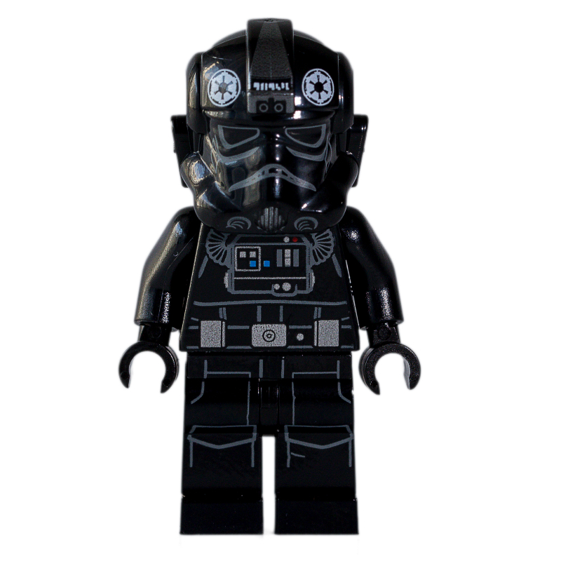 Lego TIE Pilot, Printed Legs, 3 Silver Buckles on Belt