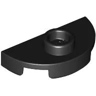 Plate Special Round 1 x 2 Half Circle with Stud (Jumper) / Black