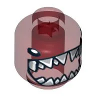 Minifig Head Hammerhead Warrior, Small Eyes and Large Open Shark Mouth Print [Blocked Open Stud] / Trans-Red