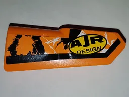 Technic, Panel Fairing #21 Very Small Smooth, Side B with 'AJR DESIGN' and Black, Orange and White Splatter Pattern (Sticker) - Set 42007