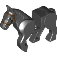Animal, Horse, Moveable Legs with Dark Brown Bridle Print / Black