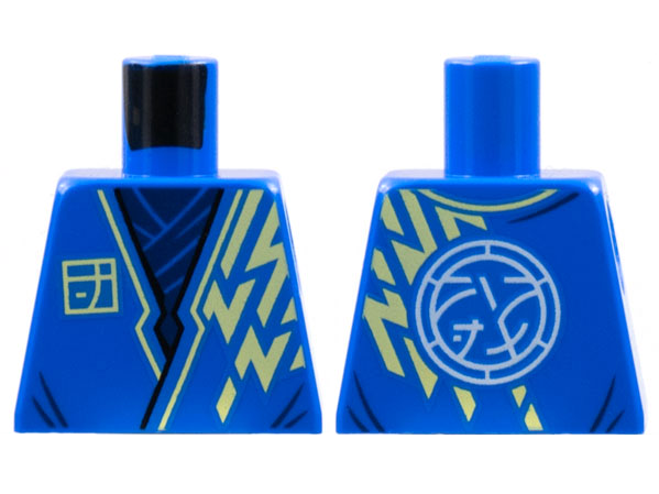 Lego Torso Tunic, Dark Blue Scarf, Bright Light Yellow Lightning, Core Logo on Back Pattern
