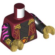 Lego Torso, Gold Circuitry, Dark Bluish Grey Bandages, Belt, Purple Arm Decorations print, Black Arms, Pearl Gold Hands / Dark Red