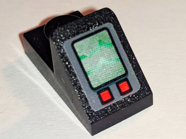 Lego Slope 45 2 x 1 with 2/3 Cutout with Screen and 2 Red Buttons Pattern (Sticker) - Set 70605