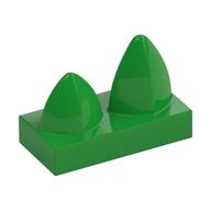 Lego Tile Special 1 x 2 with Two Vertical Teeth / Tooth / Bright Green