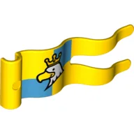 Duplo Flag Wavy 2 x 5 without Slits with White Eagle with Crown Print / Yellow