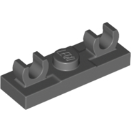 Lego Plate Special 1 x 3 with 2 Clips on Top / Dark Bluish Gray