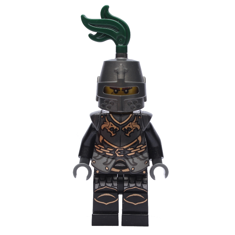 Lego Dragon Knight, Dark Green, Armor, Helmet with Dark Green Plume