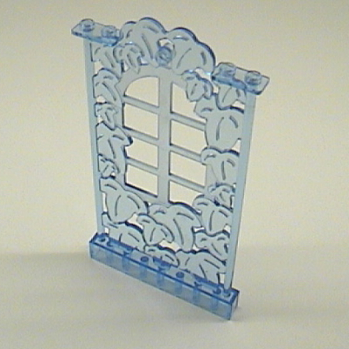Lego Belville, Wall, 1 x 8 x 12 with Ivy and Window / Trans-Medium Blue