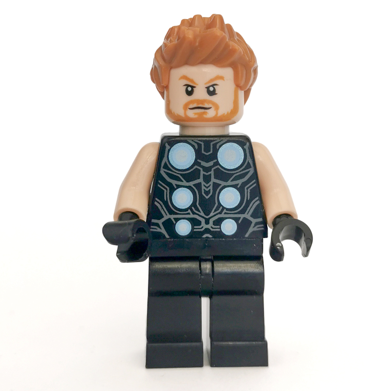 Lego Thor with 6 Silver Circles on Chest and Medium Nougat Hair