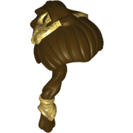 Lego Hair Long Braided Ponytail with Gold Adornments Print (Leia) / Dark Brown