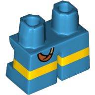 Lego Legs Short with Yellow Stripe Pattern with Slingshot on Back Print [Multi Color Injection] / Dark Azure