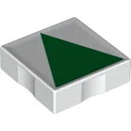 Duplo Tile 2 x 2 with Shape Green Isosceles Triangle Print / White