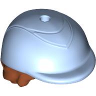 Lego Hair and Hat, Short Dark Orange with Riding Helmet / Bright Light Blue