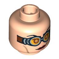 Lego Minifig Head Madame Hooch, Dual Sided, Red Lipstick, Goggles / No Goggles Print [Blocked Open Stud] / Light Nougat